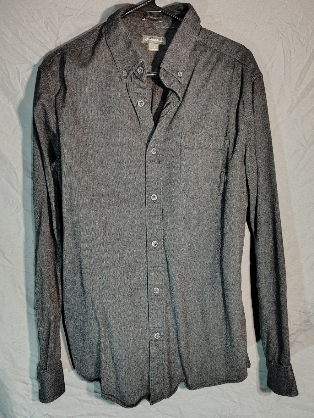 Eddie Bauer Men's Button-Down Flannel Shirt - Charcoal Gray